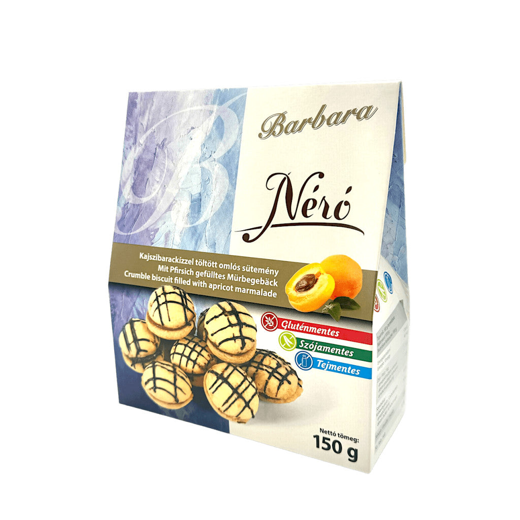 Barbara glutenfreies Nero-Mürbegebäck mit Aprikosenfüllung, 150 g
