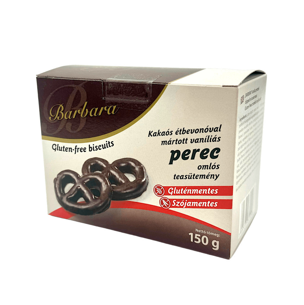 Barbara glutenfreie Vanillebrezeln mit Kakaoüberzug, 150 g
