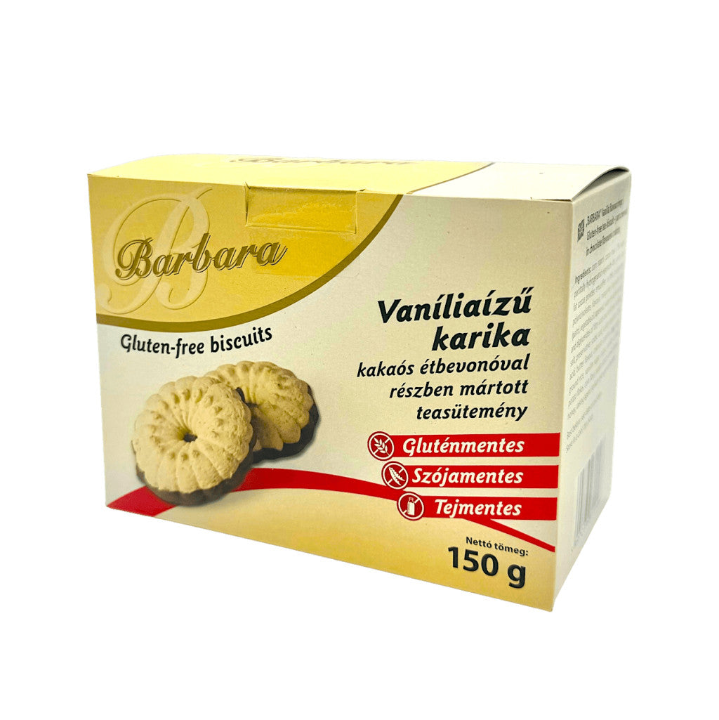 Barbara glutenfreie Vanilleringe mit Überzug auf der Unterseite, 150 g